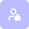 A person icon with a lock inside of a purple box