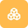 A stacked cube icon in a yellow box