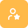 A person icon with a star in an orange box