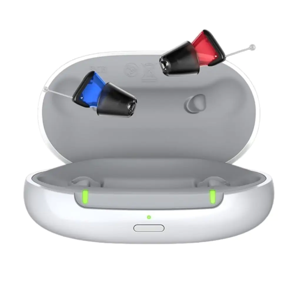 Signia Silk 7IX hearing aids in charging port.