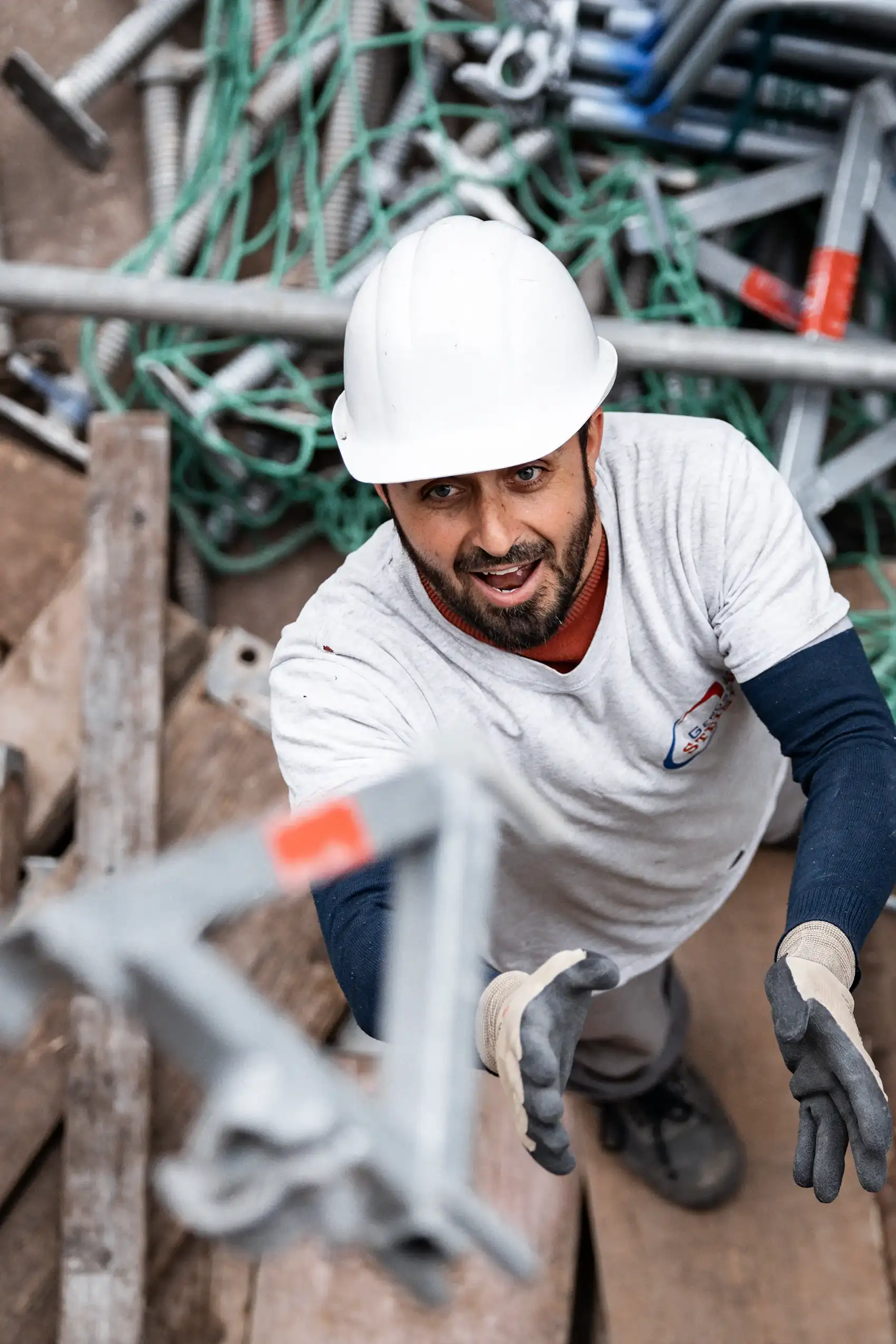 Gerüstbau Steiner Mitarbeiter auf einer Baustelle