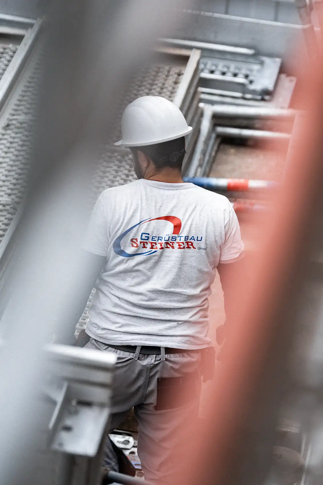 Gerüstbau Steiner Mitarbeiter auf einer Baustelle
