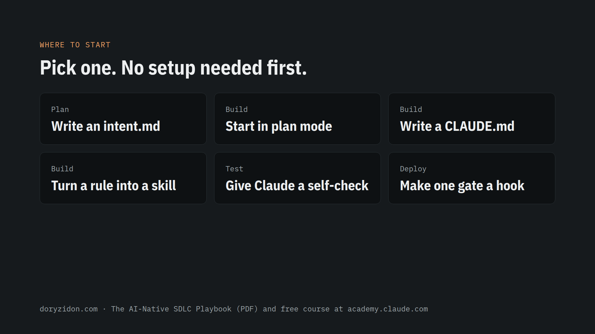 Six plays that need nothing else in place first.