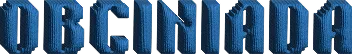 Blue stylized uppercase letters spelling 'OBENIADA' with a futuristic, textured design on a dark background.