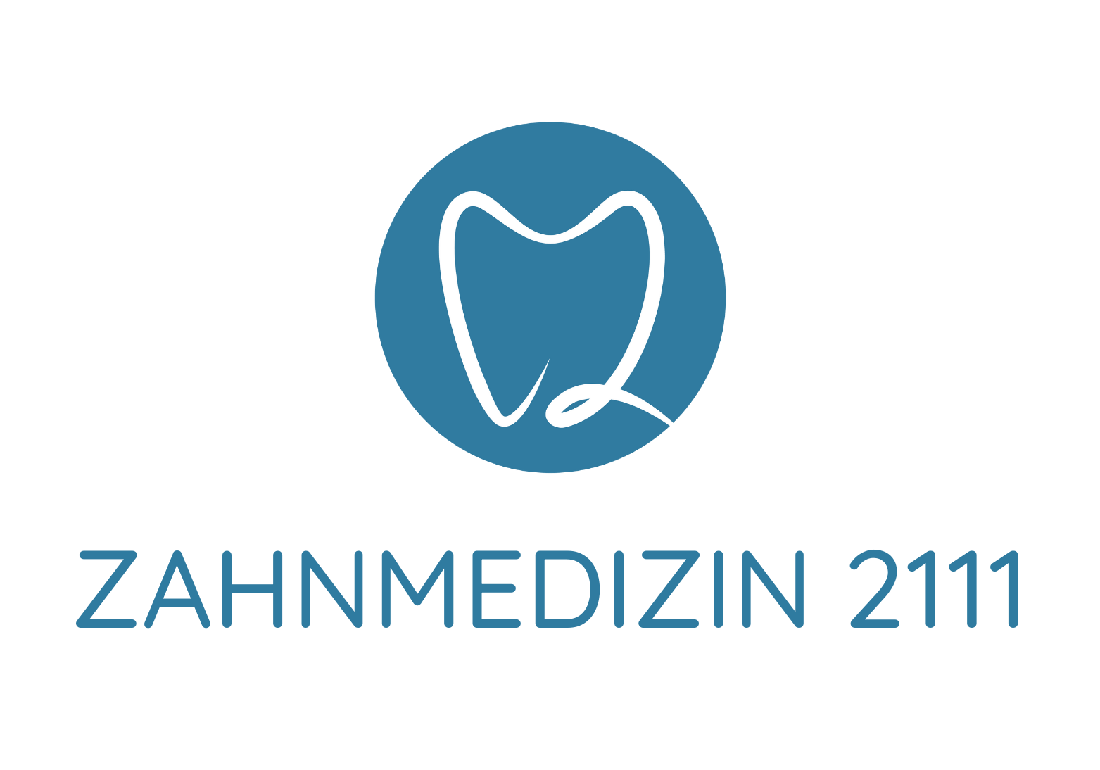 Logo eines Zahns in einem blauen Kreis über dem Text Zahnmedizin 2111.