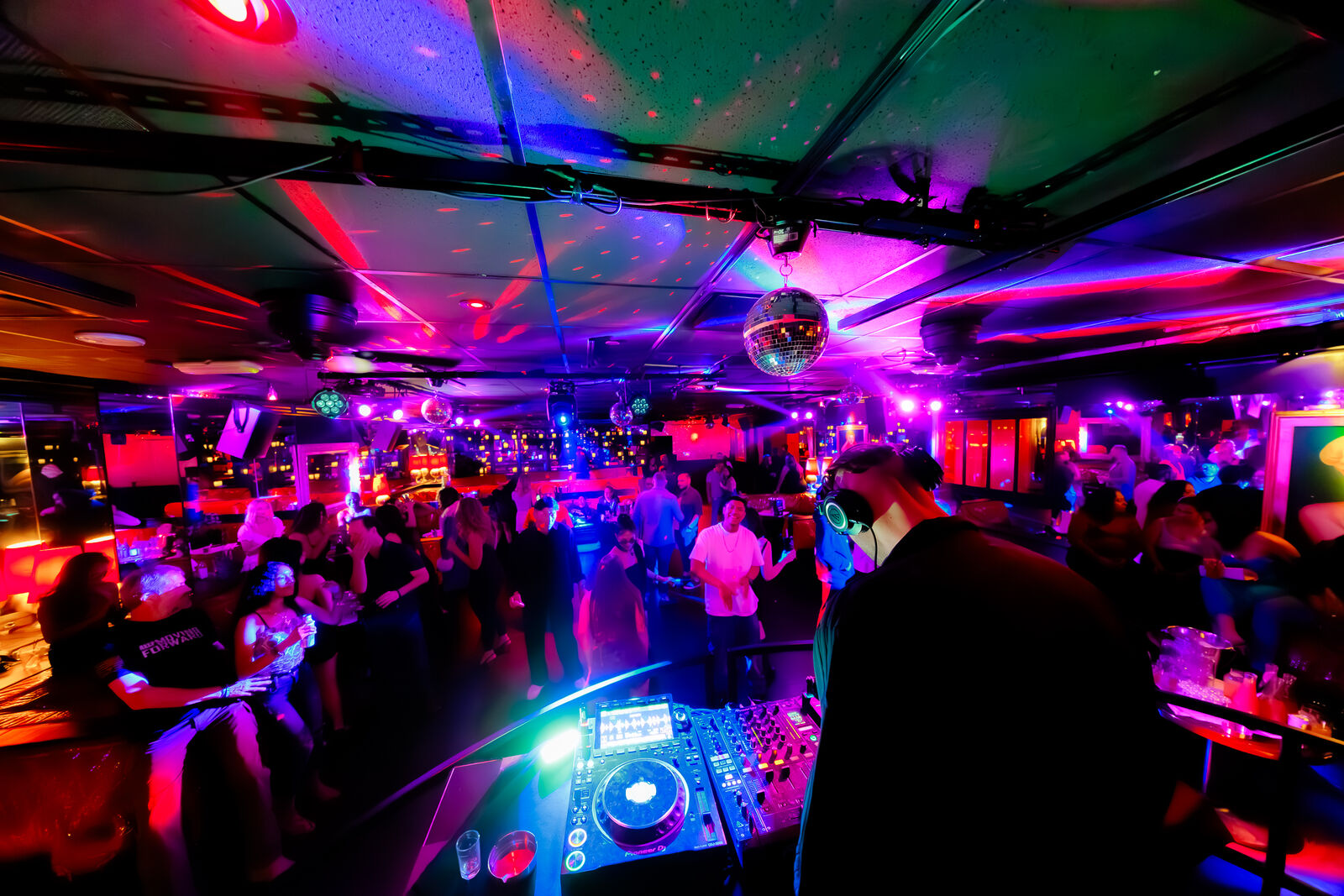 View from the DJ booth over the dance floor at Drai's After Hours