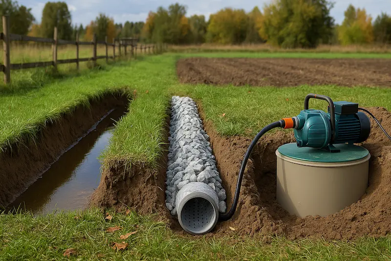 Весной уровень грунтовых вод поднимается, и при отсутствии дренажа участки быстро превращаются в болото.
