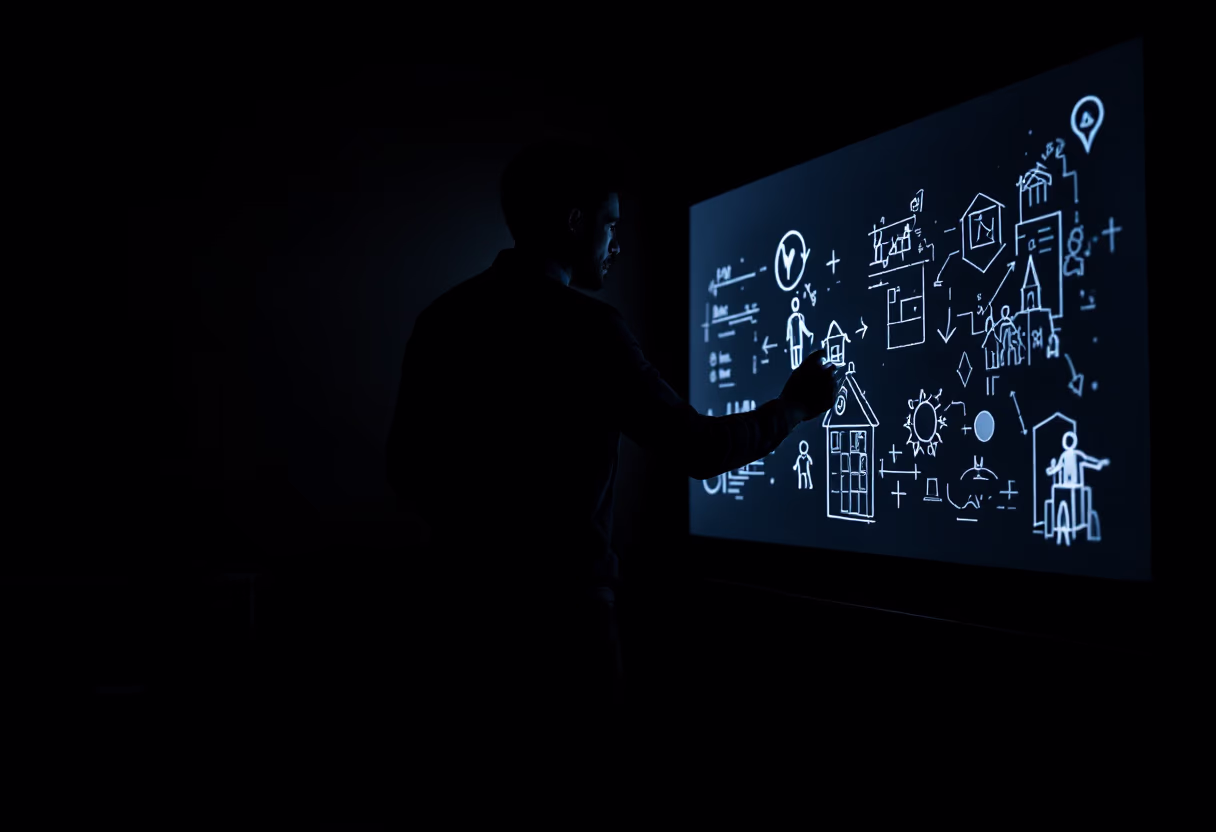 image of teacher using a smartboard (for a edtech)