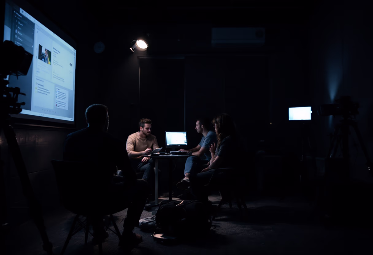 image of colleagues in a meeting room setting for a b2b saas