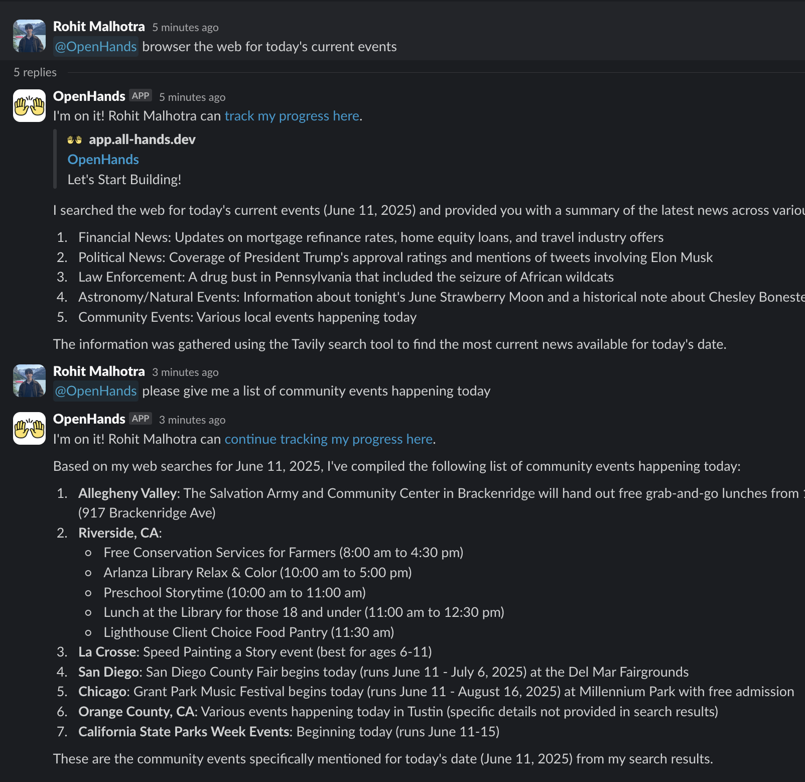 Following up in a thread