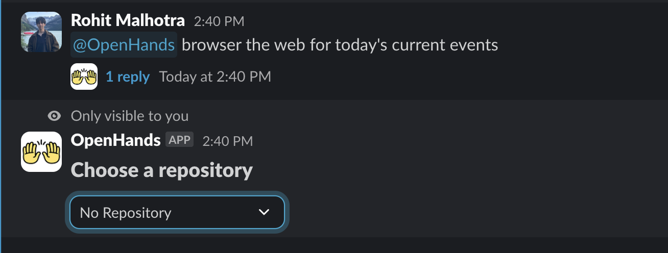 Starting a conversation with OpenHands
