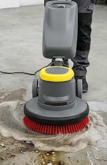 Pranie właściwe tapicerki odkurzaczem Karcher Puzzi – jednoczesne spryskiwanie i odsysanie brudu do przezroczystej ssawki