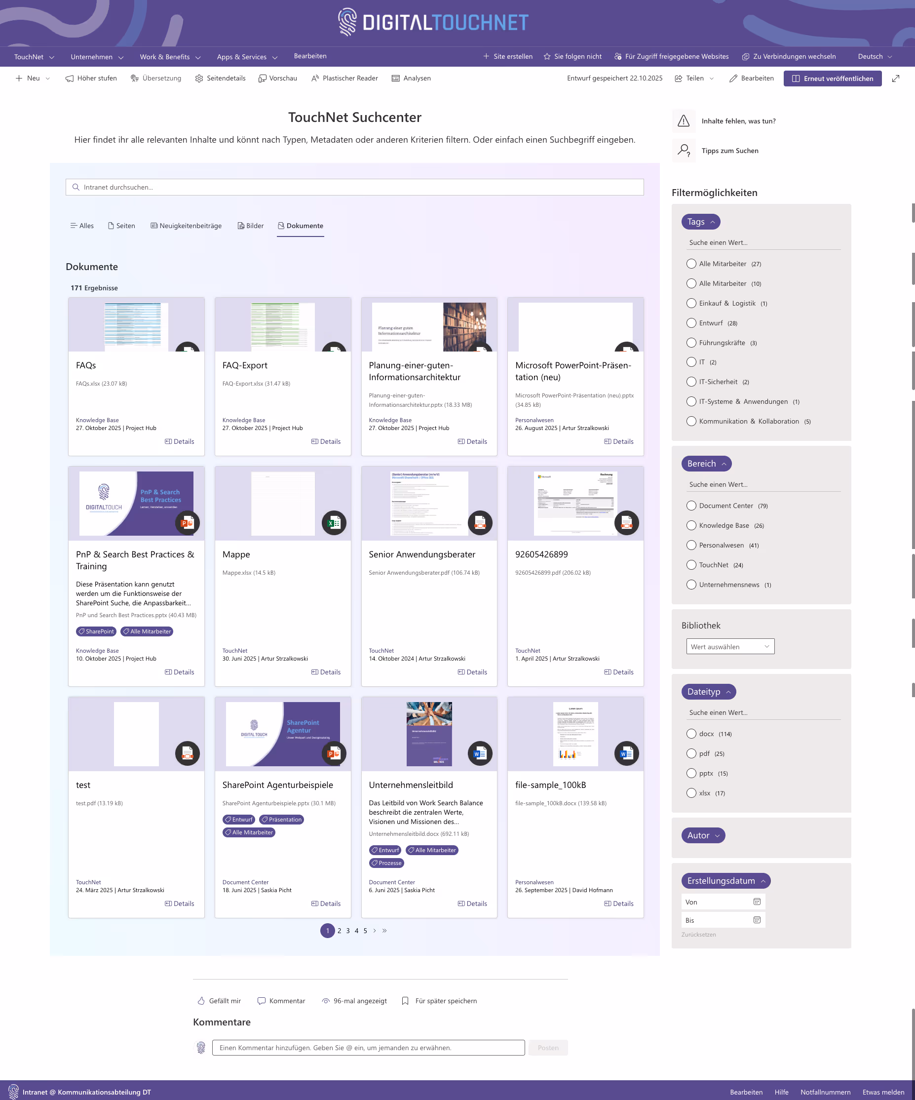 M365 DMS Suchcenter Filter