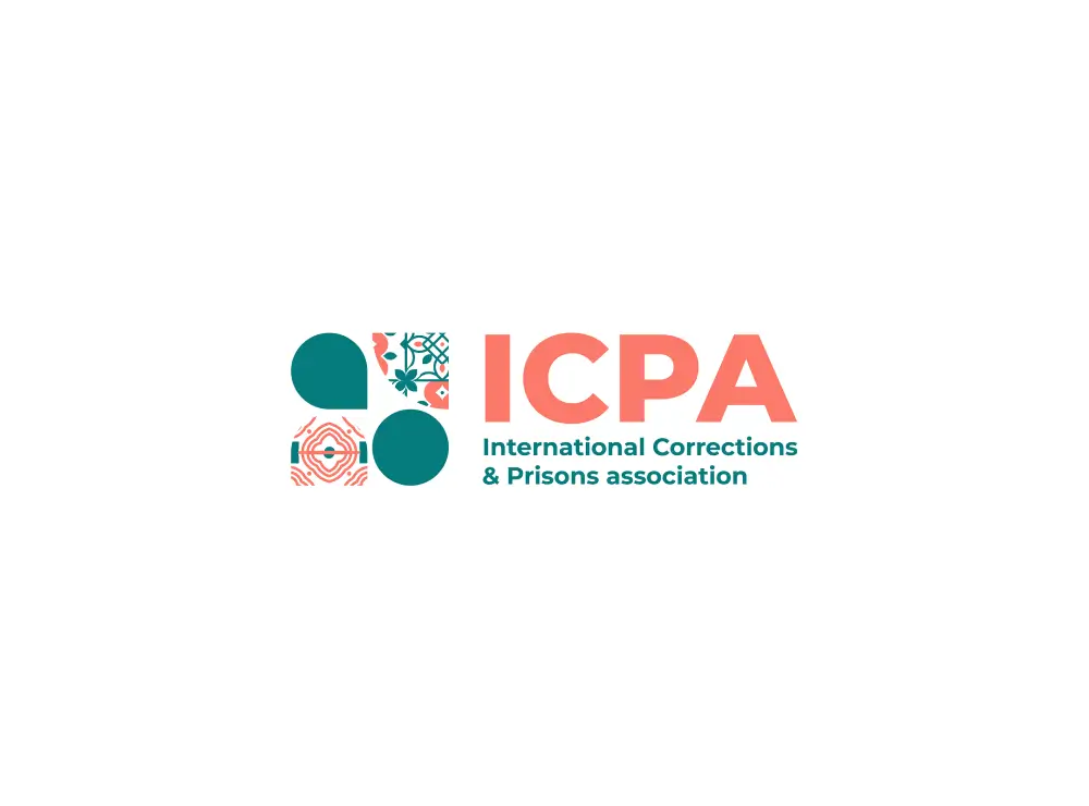 Logo of the International Corrections & Prisons Association with the acronym ICPA in coral and teal decorative shapes.