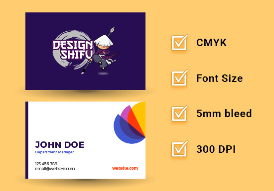 Business Card with the basic design guidelines 