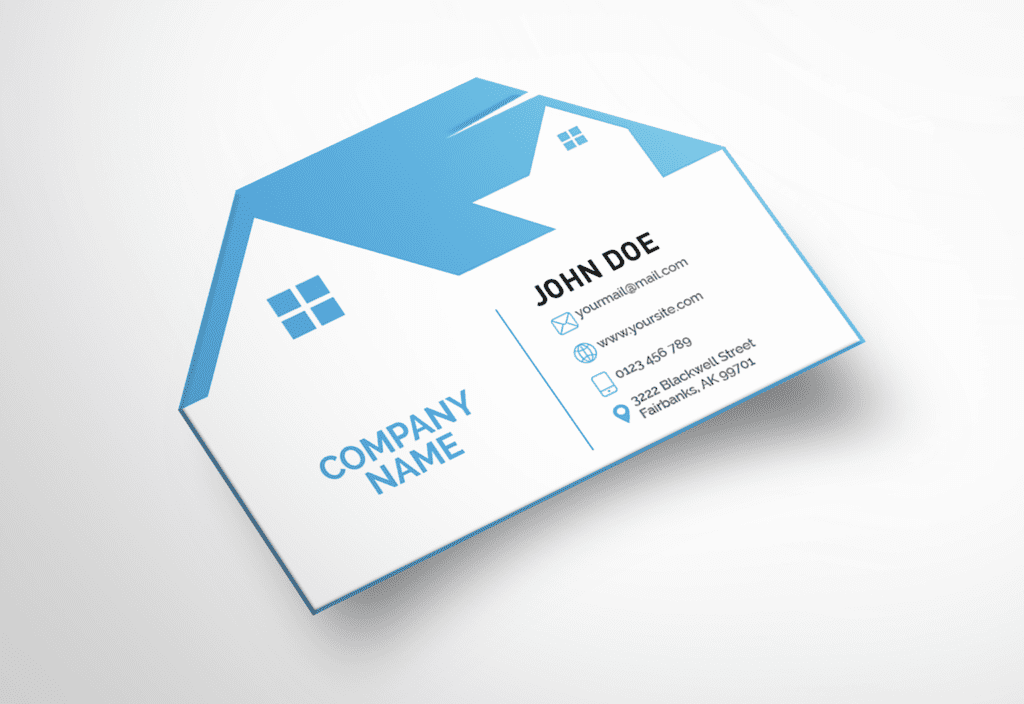  Business Card Template   With a Roof Symbol