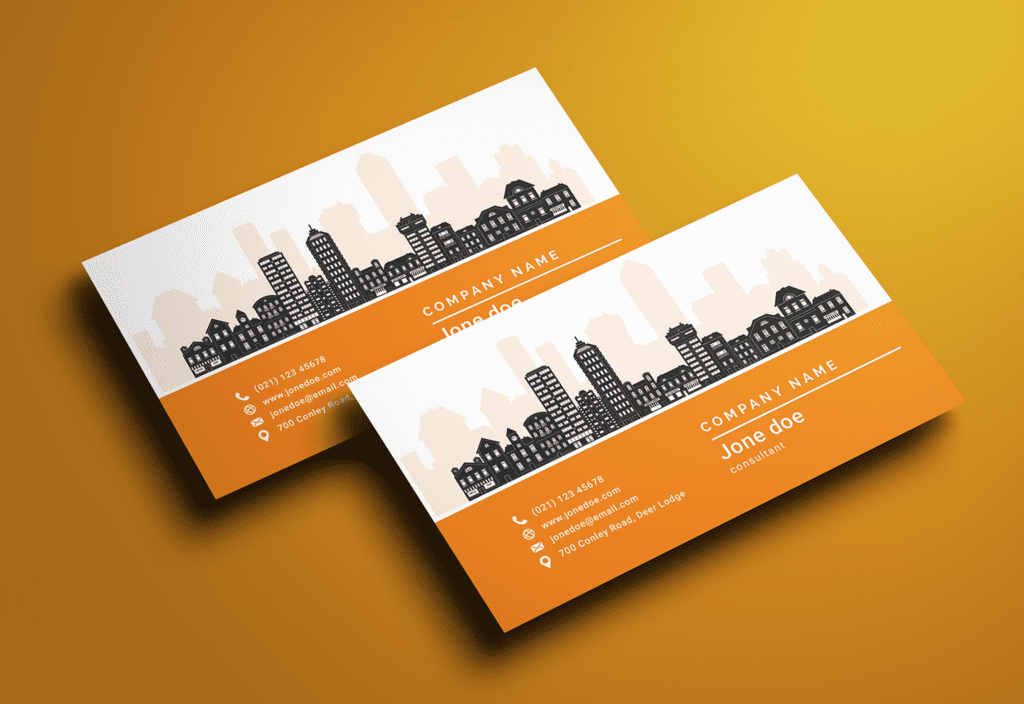 Business Card Template   with a city landscape 