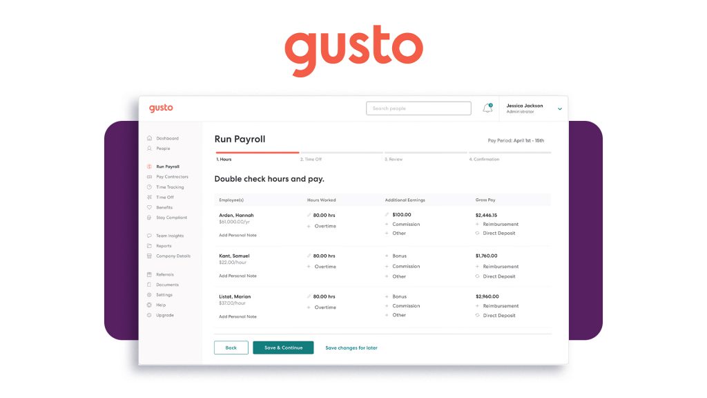 Gusto  - Best HR Software Tools 