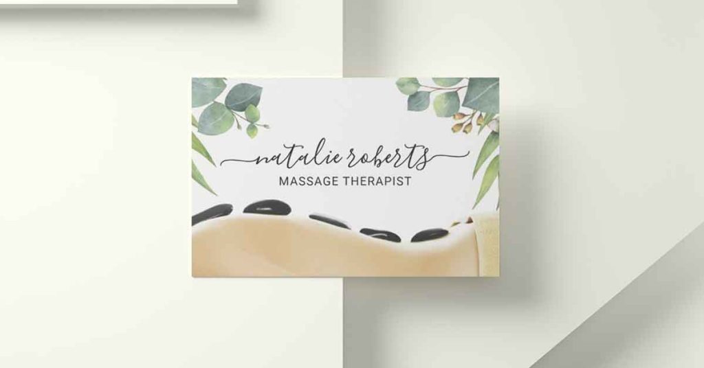 Nature Inspired massage therapy business cards Design 