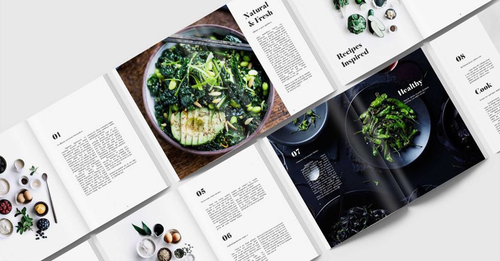 Magazine-inspired cookbook designs