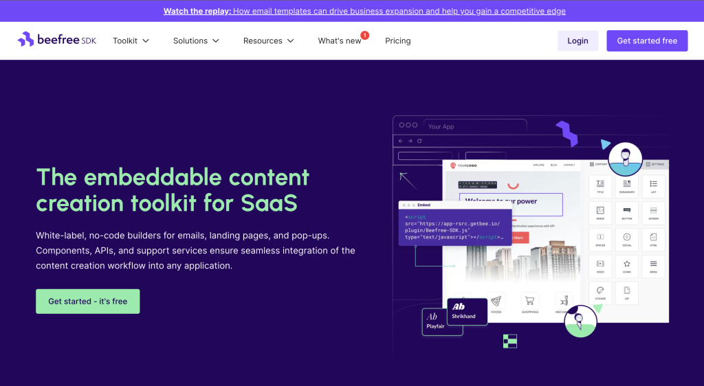 Beefree & Beefree SDK Landing Page and Popup Builder