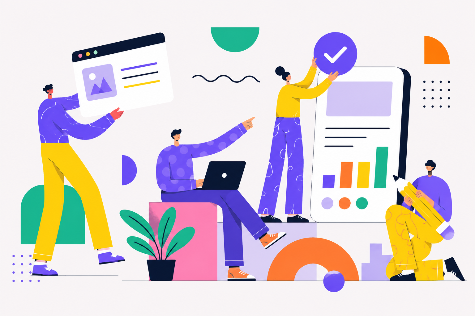 Corporate Art Style-Playful scene of UI interaction