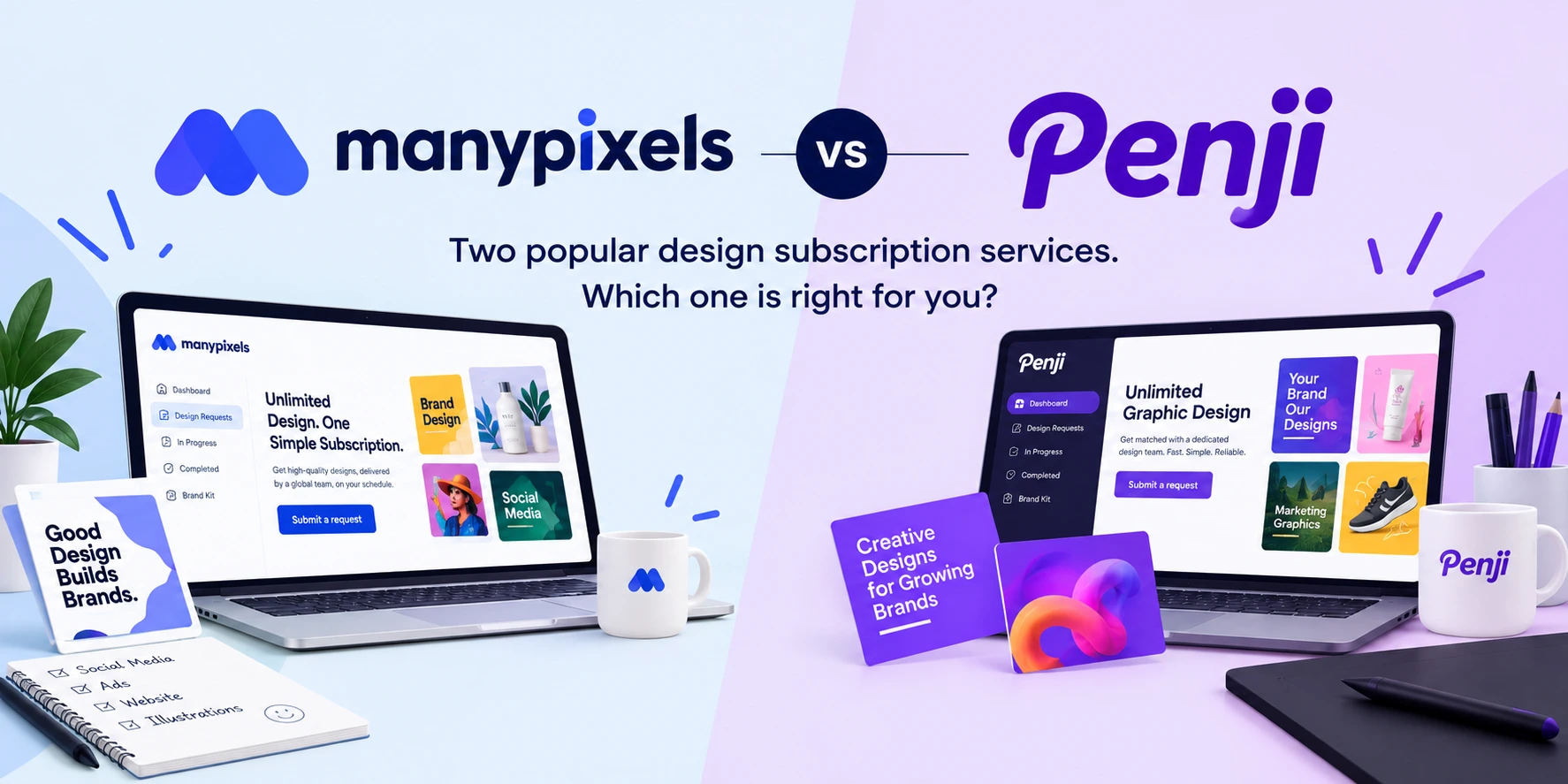 ManyPixels vs Penji 2026: Pricing, Output & Key Differences