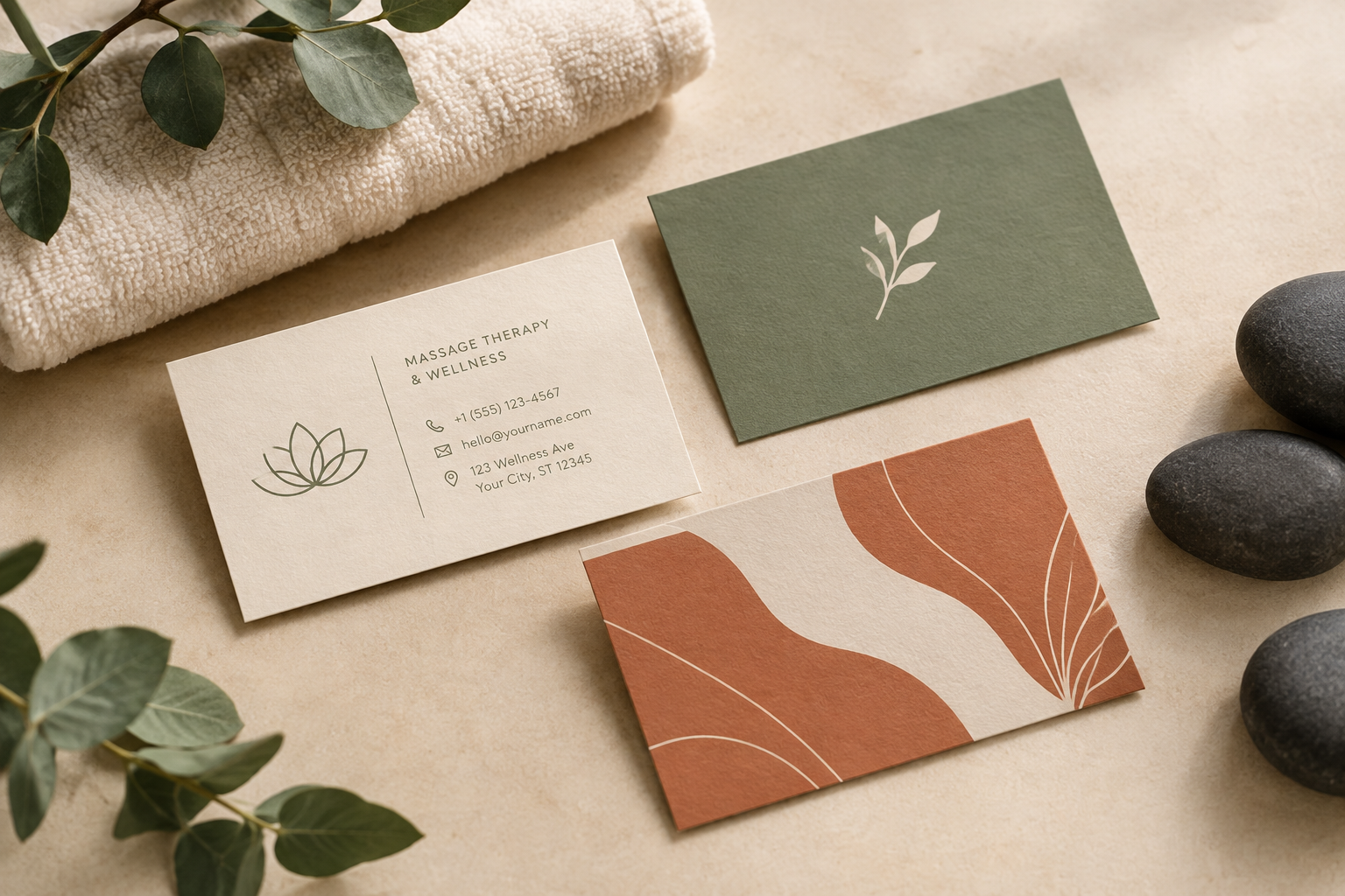 Nature Inspired massage business card Design 