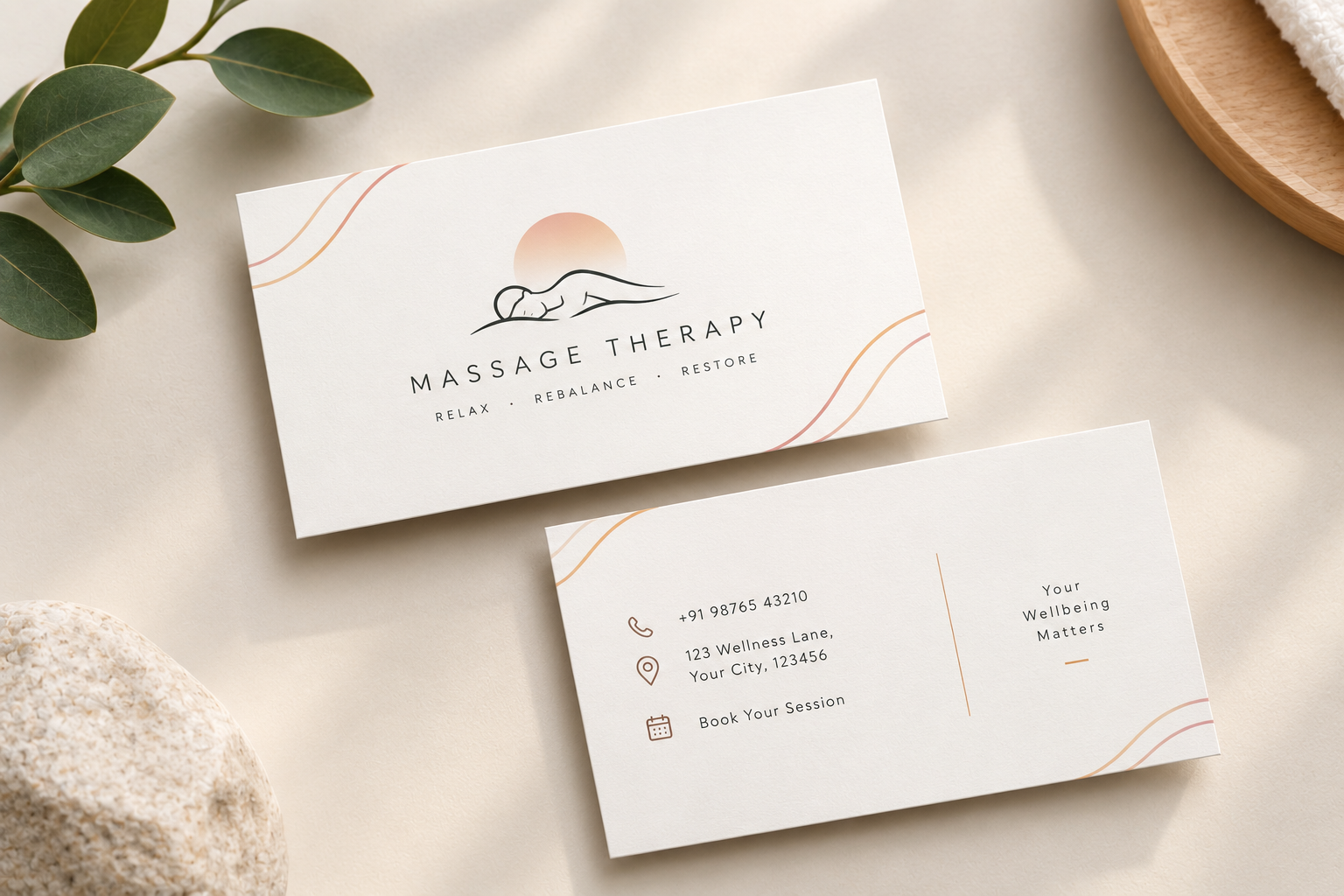 Minimal design massage business card 
