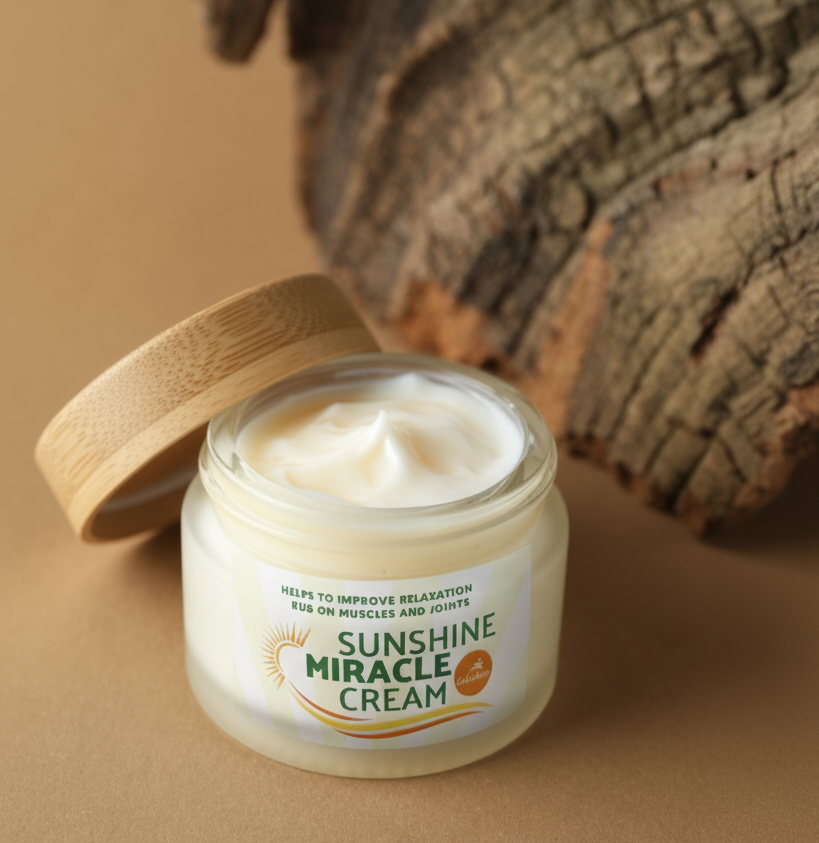 Sunshine Miracle Cream – Celadrin-infused natural pain relief cream in 2oz jar