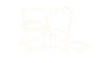 White outline of a gift box with a bow on a transparent background.