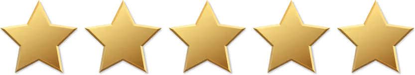 Five gold stars in a horizontal row representing a five-star rating.