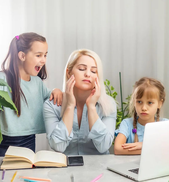 Mom with Two Young Daughters