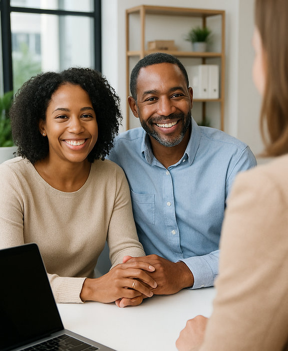 Happy Couple Meeting with Attorney