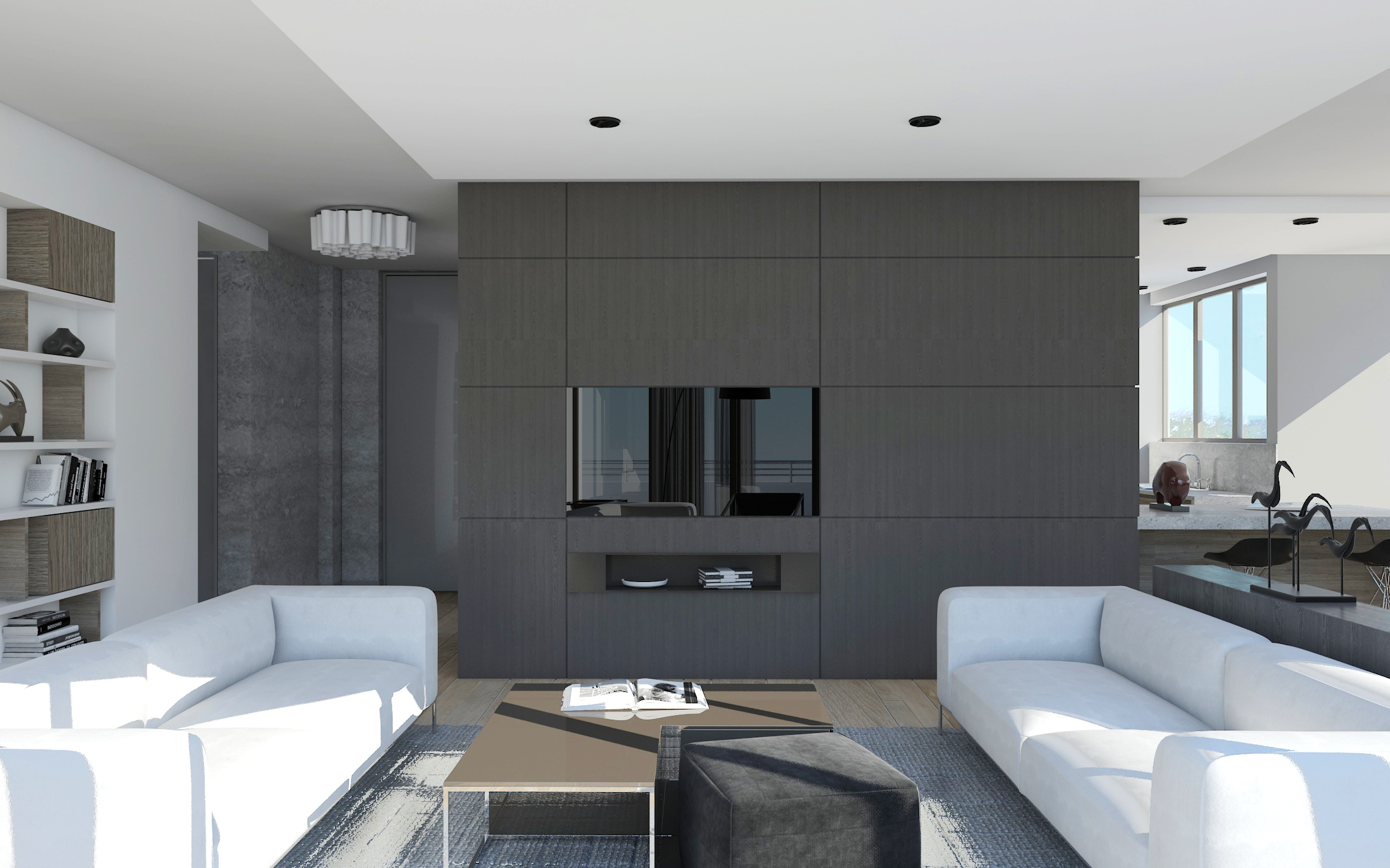 Modern tv wall renovation in Avenida Balboa, Panama