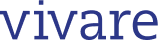 Vivare logo in blauwe letters.