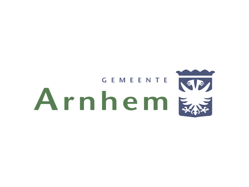 Logo van Gemeente Arnhem met de tekst 'Gemeente Arnhem' en een blauw wapenschild met een zwarte adelaar.