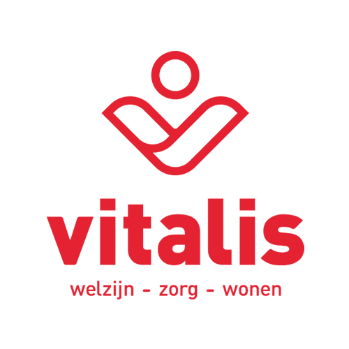 Vitalis logo met de woorden welzijn, zorg, wonen eronder.