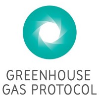 Logo van het Greenhouse Gas Protocol met een groene cirkelvormige grafiek boven de tekst.