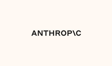 Anthropic company logo on a light beige background with stylized lettering.