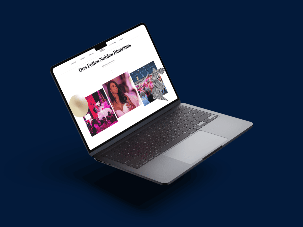 Mock-up du site web des Folies Nobles sur ordinateur