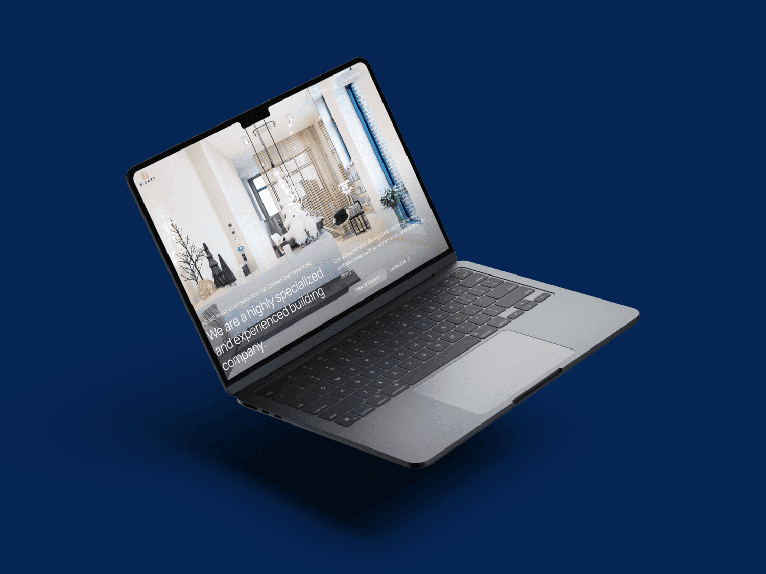 Page d'accueil sur ordinateur de Bigare & Partners