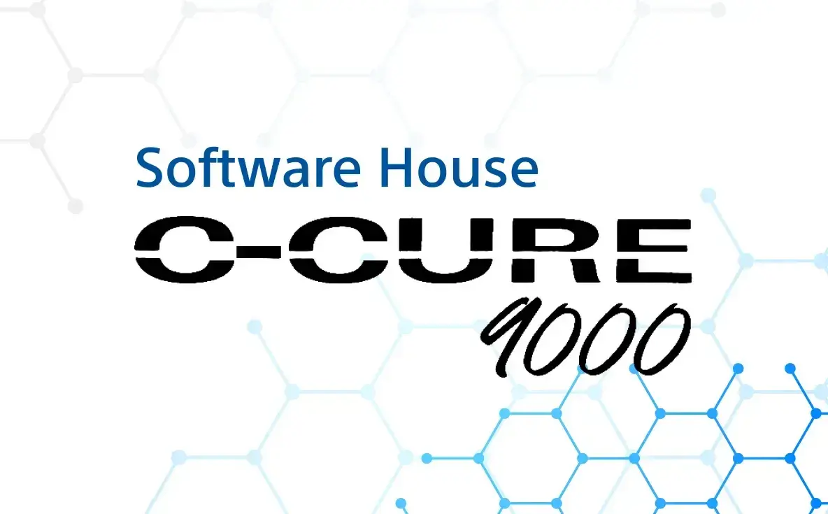 C-Cure 9000 logo on a white background with hexagonal pattern.