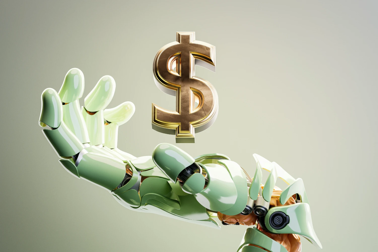 an ai hand holding a dollar sign