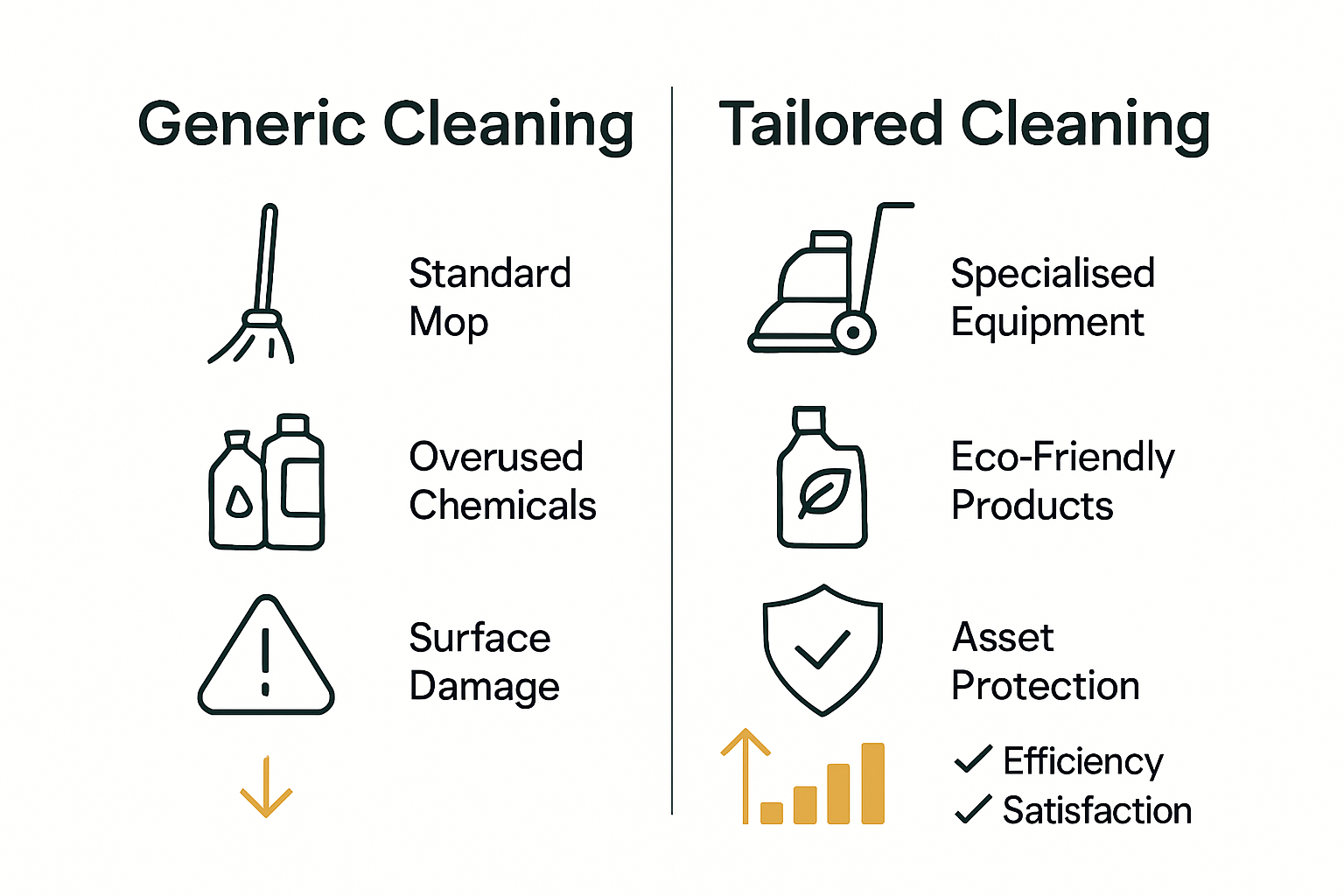 Infographic comparing generic and tailored cleaning solutions