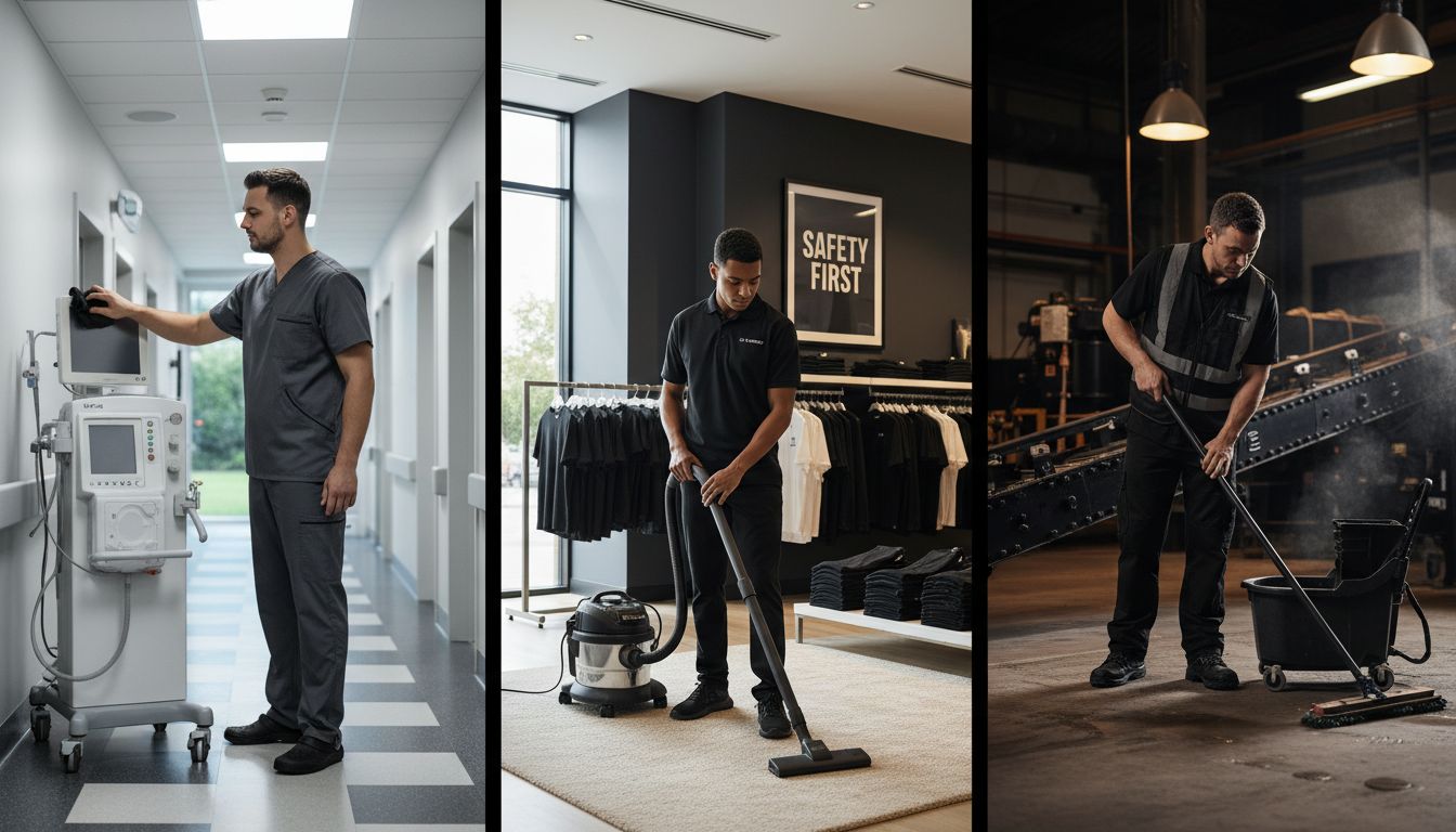 Commercial cleaning in healthcare, retail, industry