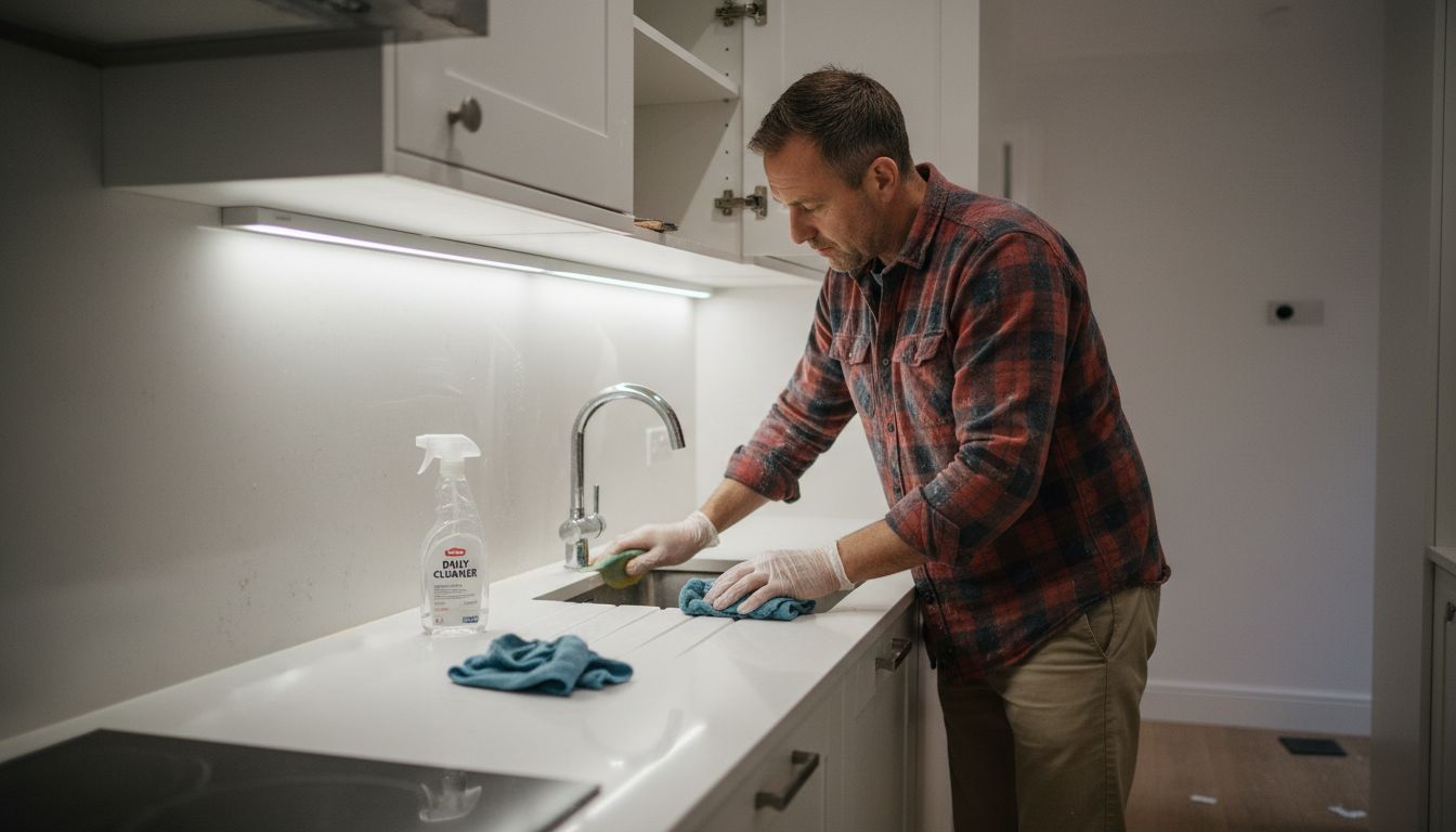 Cleaning kitchen surfaces after renovation