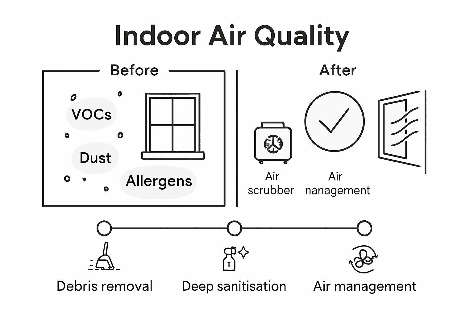 Infographic of improved air quality after cleaning