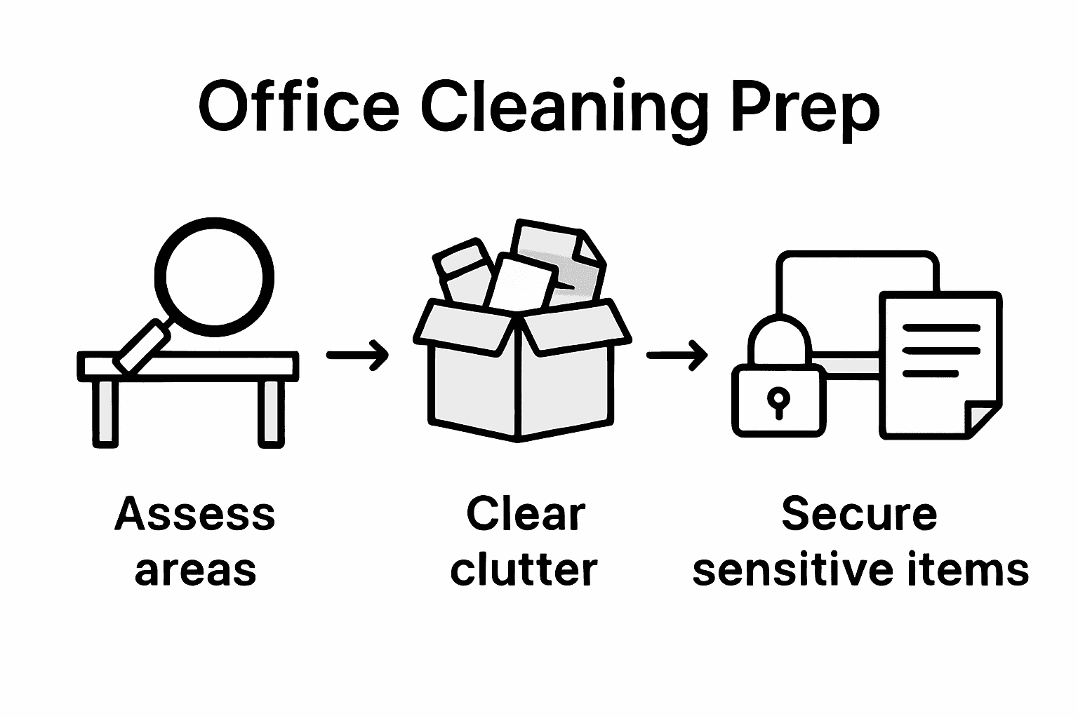Infographic showing steps for office cleaning preparation