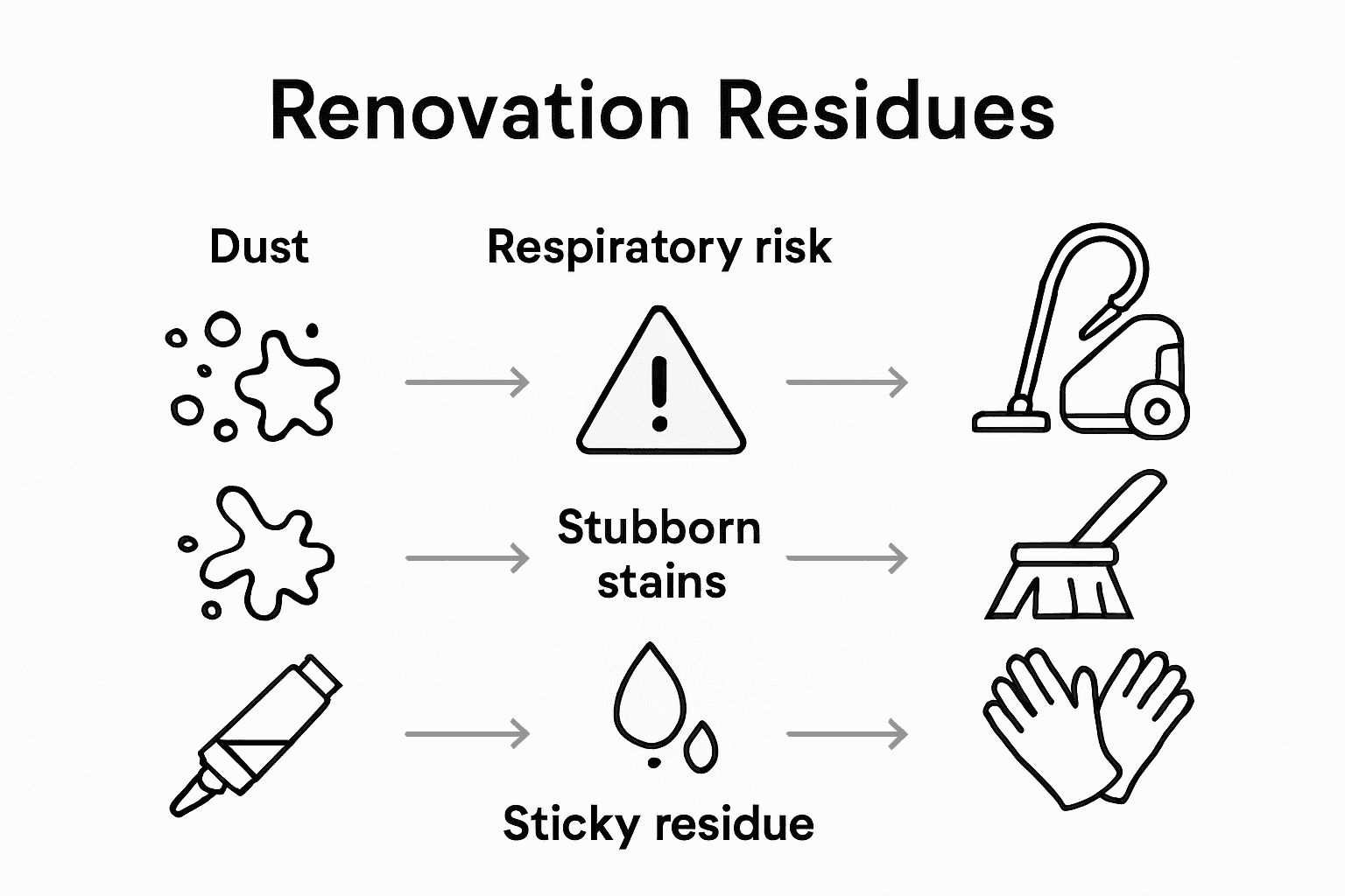 Infographic on renovation residues and cleaning solutions